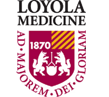 Logo of Loyola Medicine with a crest and motto.