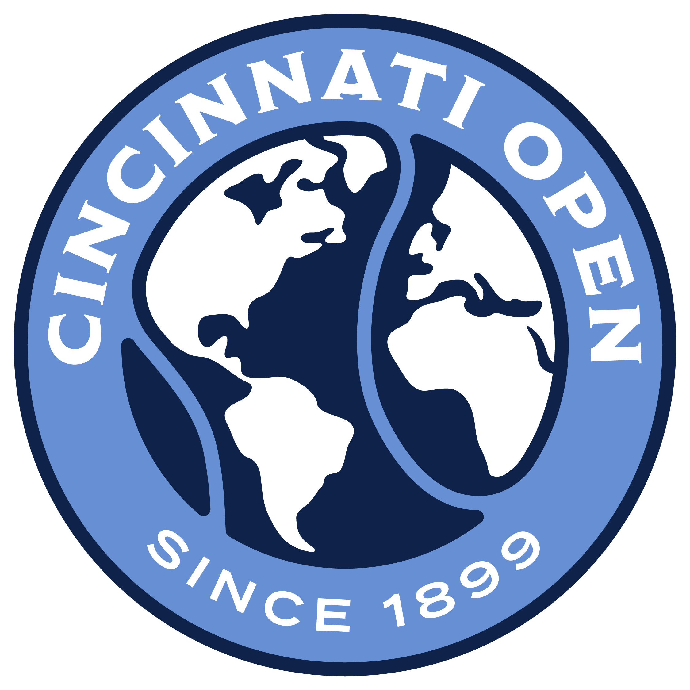 Cincinnati Open tennis tournament logo with a globe design.