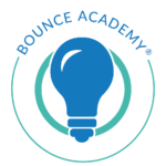 Logo of Bounce Academy featuring a blue light bulb.