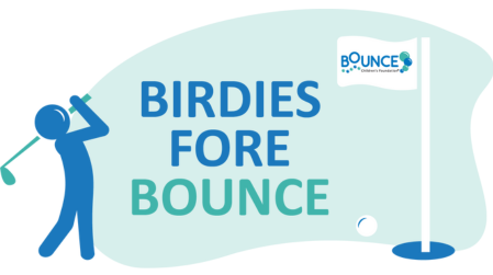 A golf-themed graphic with the text 'BIRDIES FORE BOUNCE'.